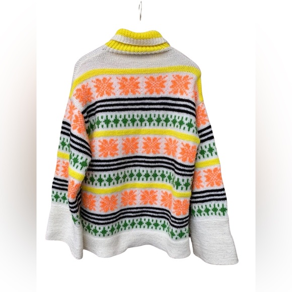 70s Hand knit sweater 1970s hippy Vtg Orange,Yellow, green Pullover Groovy vibes - Picture 3 of 10